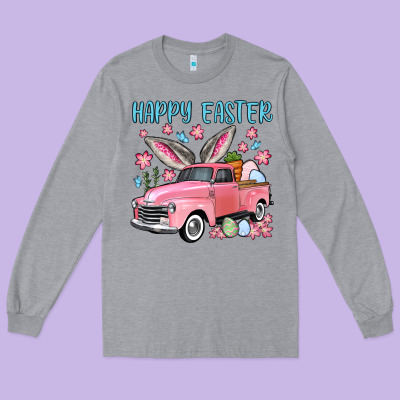 Happy Easter Truck Long Sleeve Tee Designed By Oliviacreatesart