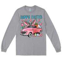 Heather Grey Happy Easter truck Long Sleeve Tee - OliviaCreatesArt