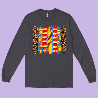 Softball  Brushstrokes Long Sleeve Tee Designed By Adodesignshop