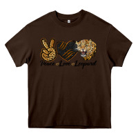 Chocolate Brown Peace Love Lion Head Heavy Core Tee - LillyAllenDesigns