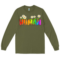 Army Green human Long Sleeve Tee - HRA Design Shop