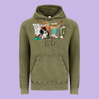 Alaskan Border Collie Dog Coffee Cups Vintage Hoodie Designed By Texasbilliewilder