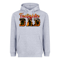 Heather Grey American Flag Firefighter Dad Heavyweight Hoodie - LillyAllenDesigns