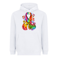 White all color ribbon with boxing gloves Heavyweight Hoodie - NancyCooperArtShop