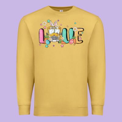 Love School Bus Premium Sweatshirt Designed By Maliassmallbusiness