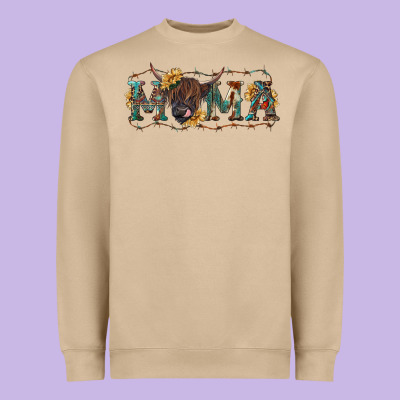 Heavyweight Sweatshirt Mama with highland cow