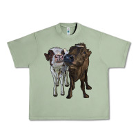 Oil Green two heifer cows Urban Heavy Tee - RanaPortraitStore