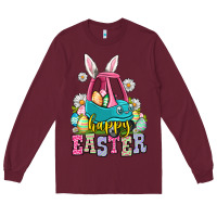 Burgundy Happy Easter toddler car Long Sleeve Tee - OliviaCreatesArt