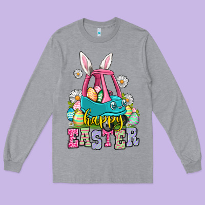 Happy Easter Toddler Car Long Sleeve Tee Designed By Oliviacreatesart