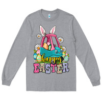 Heather Grey Happy Easter toddler car Long Sleeve Tee - OliviaCreatesArt
