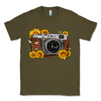 Army Green sunflower bee vintage camera Classic Tee - FaDigitalArtStudio