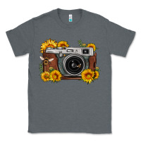 Charcoal Heather sunflower bee vintage camera Classic Tee - FaDigitalArtStudio