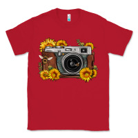 Red sunflower bee vintage camera Classic Tee - FaDigitalArtStudio