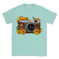 Seafoam sunflower bee vintage camera Classic Tee - FaDigitalArtStudio