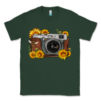 Sports Green sunflower bee vintage camera Classic Tee - FaDigitalArtStudio