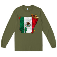 Army Green mexica oklahama Long Sleeve Tee - CowhideDigitalArt