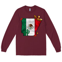 Burgundy mexica oklahama Long Sleeve Tee - CowhideDigitalArt