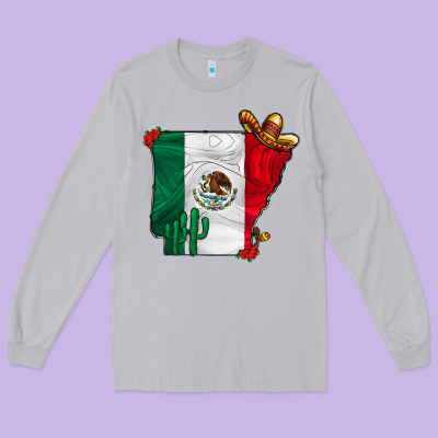 Mexica Oklahama Long Sleeve Tee Designed By Cowhidedigitalart