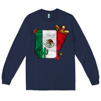 Navy mexica oklahama Long Sleeve Tee - CowhideDigitalArt
