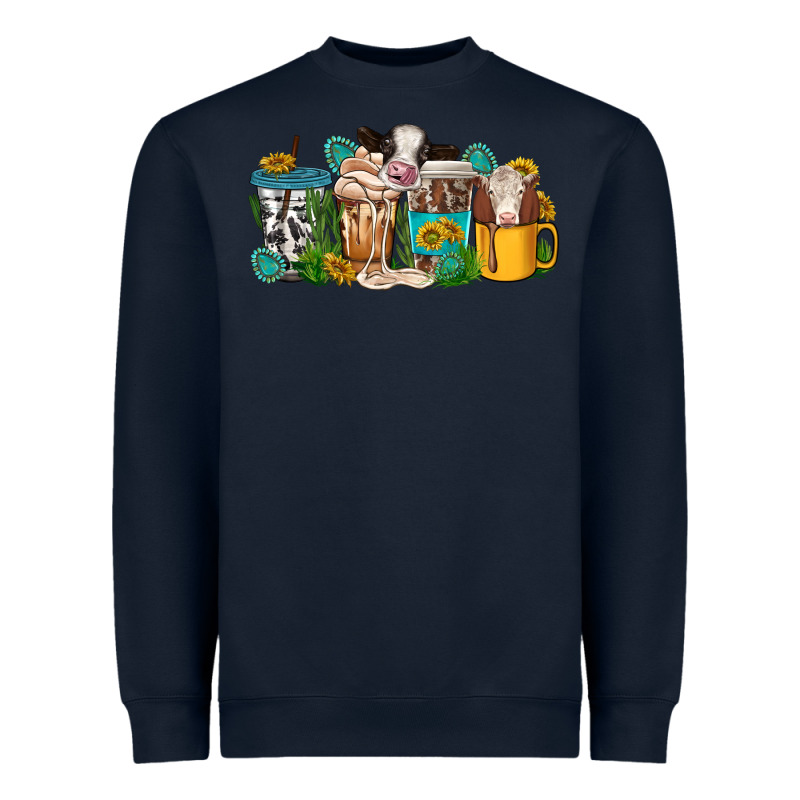 Western Cow Coffee Cup Heavyweight Sweatshirt by texasbilliewilder | Teevron