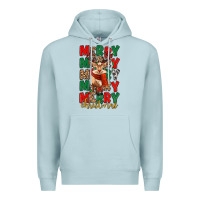 Blue Mist merry christmas reindeer Premium Hoodie - MaliasSmallBusiness