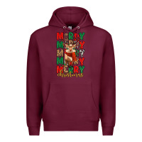 Burgundy merry christmas reindeer Premium Hoodie - MaliasSmallBusiness