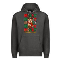 Charcoal Heather merry christmas reindeer Premium Hoodie - MaliasSmallBusiness