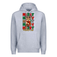 Heather Grey merry christmas reindeer Premium Hoodie - MaliasSmallBusiness