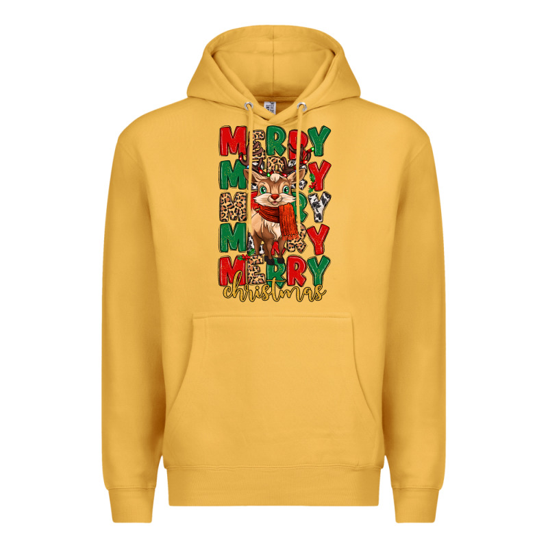 Merry Christmas Reindeer Premium Hoodie by MaliasSmallBusiness | Teevron
