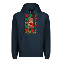 Navy merry christmas reindeer Premium Hoodie - MaliasSmallBusiness