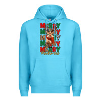 Ocean Blue merry christmas reindeer Premium Hoodie - MaliasSmallBusiness