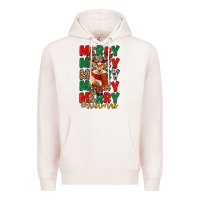 Pale Pink merry christmas reindeer Premium Hoodie - MaliasSmallBusiness