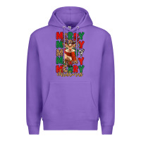 Purple merry christmas reindeer Premium Hoodie - MaliasSmallBusiness