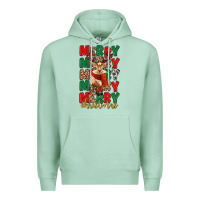 Seafoam merry christmas reindeer Premium Hoodie - MaliasSmallBusiness