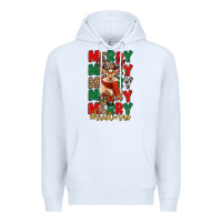 White merry christmas reindeer Premium Hoodie - MaliasSmallBusiness
