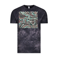 Cloud Black pink and turquoise cowhide and leopard Vintage Tee - RanaPortraitStore