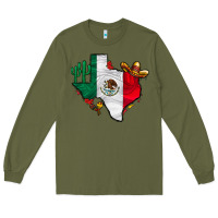 Army Green mexica texas Long Sleeve Tee - CowhideDigitalArt