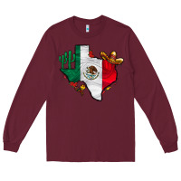 Burgundy mexica texas Long Sleeve Tee - CowhideDigitalArt