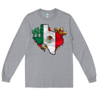 Heather Grey mexica texas Long Sleeve Tee - CowhideDigitalArt