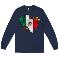 Navy mexica texas Long Sleeve Tee - CowhideDigitalArt