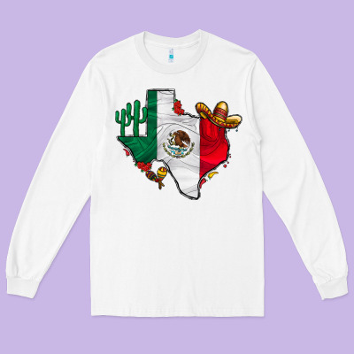 Mexica Texas Long Sleeve Tee Designed By Cowhidedigitalart