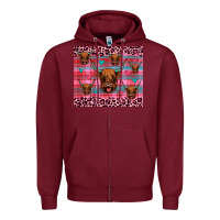 Highland Cow Valentines Zipper Hoodie | Teevron