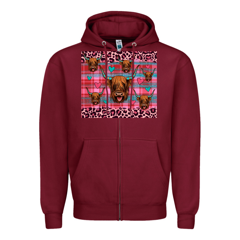 Highland Cow Valentines Zipper Hoodie by JahusDesignShop | Teevron