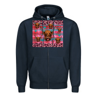 Navy highland cow valentines Zipper Hoodie - JahusDesignShop