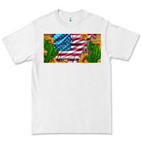 White usa flag and cactus and sunflowers with leopard and wood license  plat Premium Tee - Artiststas
