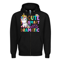Black cute smart and a little bit dramatic unicorn Zipper Hoodie - AdoDesignShop