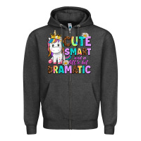 Charcoal Heather cute smart and a little bit dramatic unicorn Zipper Hoodie - AdoDesignShop