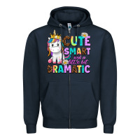 Navy cute smart and a little bit dramatic unicorn Zipper Hoodie - AdoDesignShop