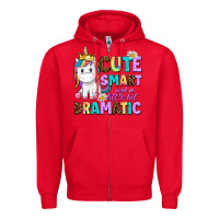 Red cute smart and a little bit dramatic unicorn Zipper Hoodie - AdoDesignShop
