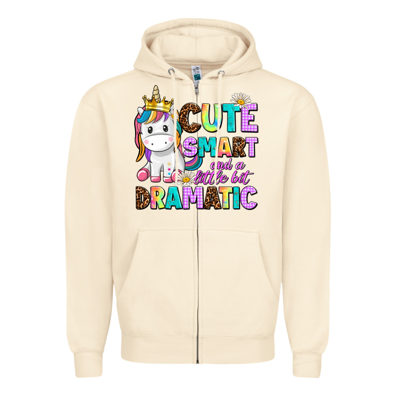 Cute Smart And A Little Bit Dramatic Unicorn Zipper Hoodie by AdoDesignShop | Teevron